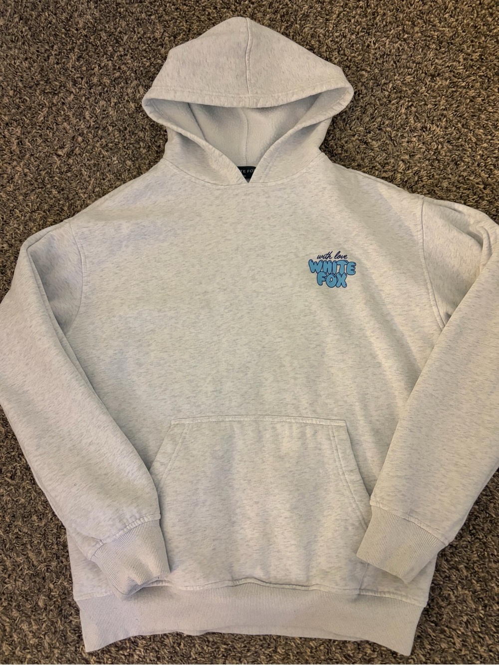 White Fox Boutique Light Gray Hoodie with Blue Logo - Picture 1 of 3